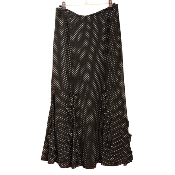 Lauren Ralph Lauren Dresses & Skirts - Vintage Lauren Ralph Lauren Silk Maxi Skirt Polka Dot Ruffle Chic Parisian